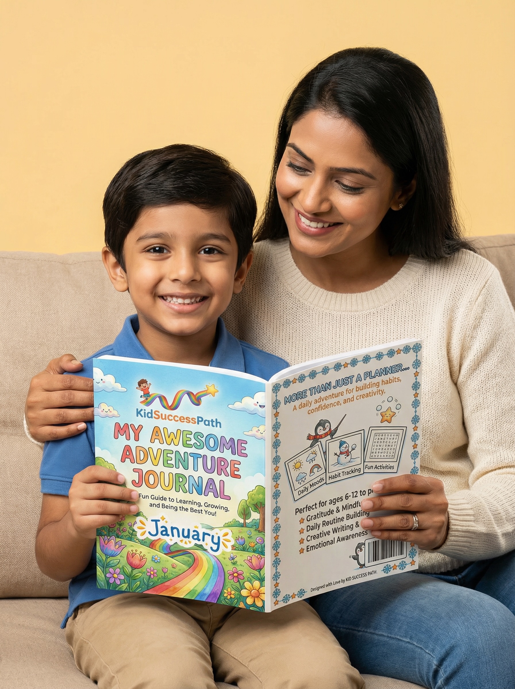 Mother and child with journal